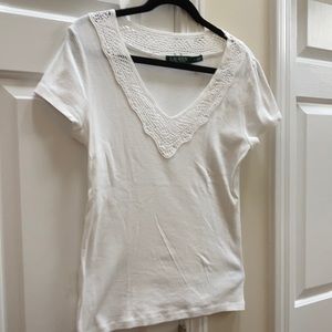 100% Cotton Tee with beautiful detailing around neck